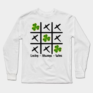 Lucky Always Wins Funny St Patricks Day Boys Girls Long Sleeve T-Shirt